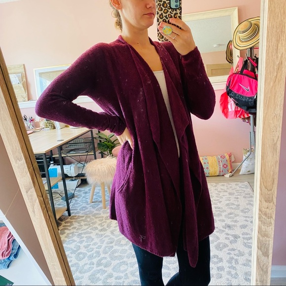 Barefoot Dreams Cozy Chic Lite Open Front Cardigan Purple Sz XXS/XS - Picture 11 of 14